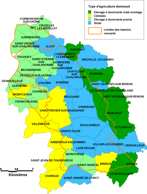Type d'agriculture sur les territoires de Chalaronne